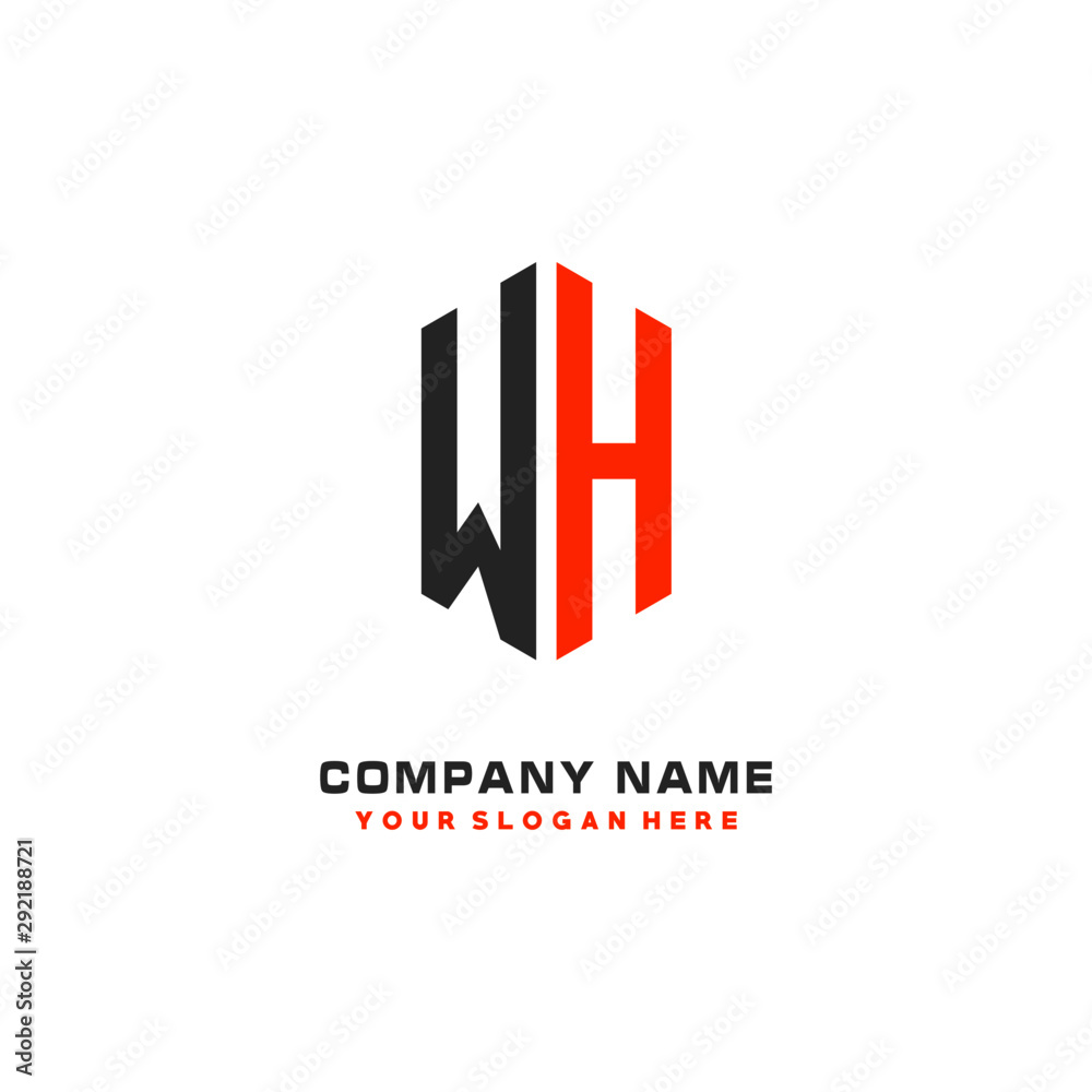 WH Initial Letter Logo Hexagonal Design, initial logo for business, WH Initial Letter Logo Hexagonal Design, initial logo for business,