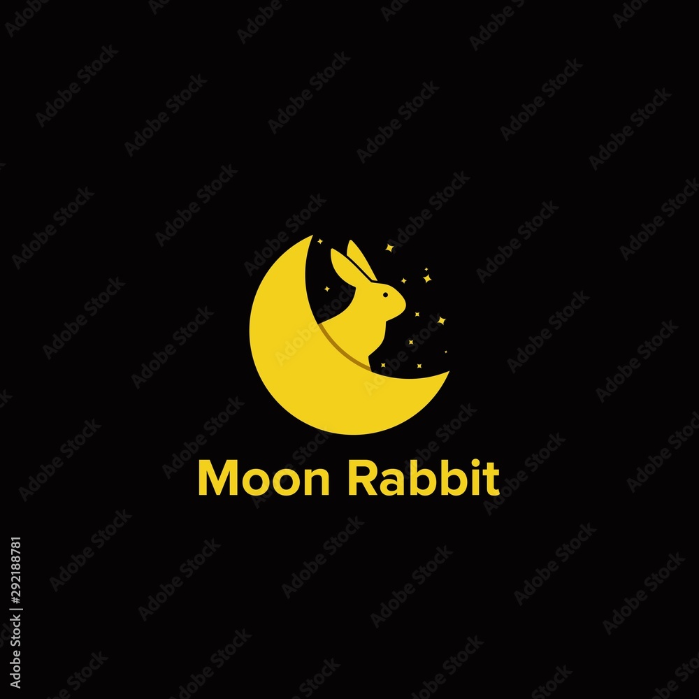 moon rabbit logo design unique