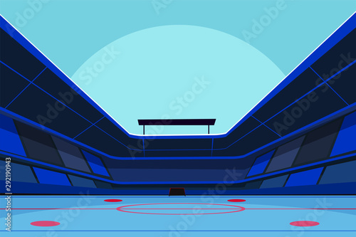 Empty ice rink flat vector illustration