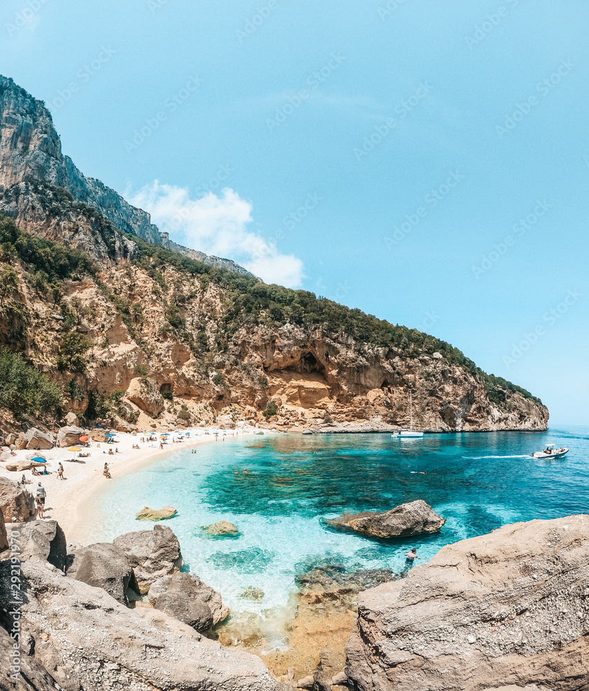 Crystal clear waters of Cala Biriola in Sardinia, Italy