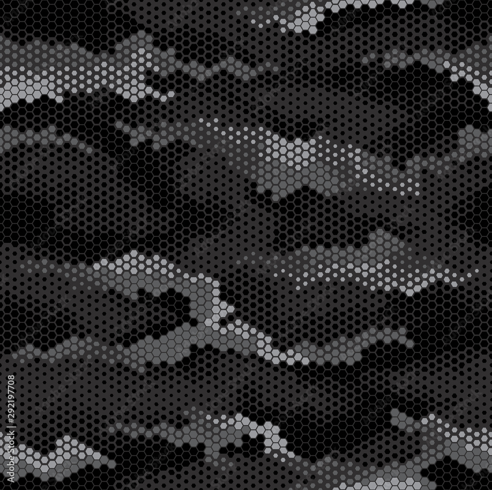 Digital geomteric hexagon camouflage stealth pattern Stock Vector