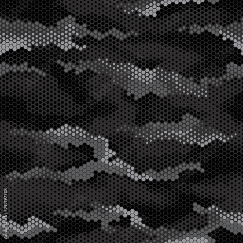 Digital geomteric hexagon camouflage stealth pattern photo