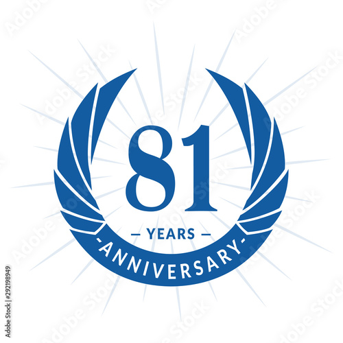81st years anniversary celebration design. Eighty-one years logotype. Blue vector and illustration.