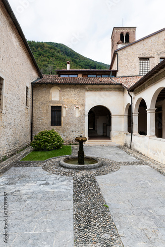 Fototapeta Naklejka Na Ścianę i Meble -  The abbey of Santa Maria in the village of Follina / Trevigiani hills