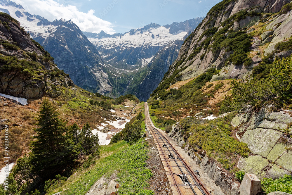 Gelmer Funicular with views of Haslital valley