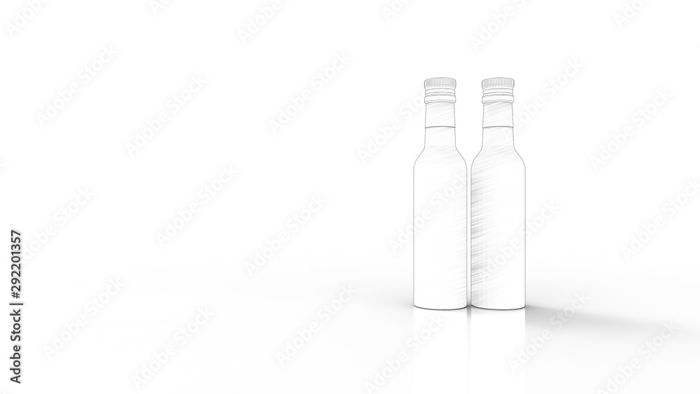 3d rendering of two bottles isolated in white studio background 3d rendering of two bottles isolated in white studio background