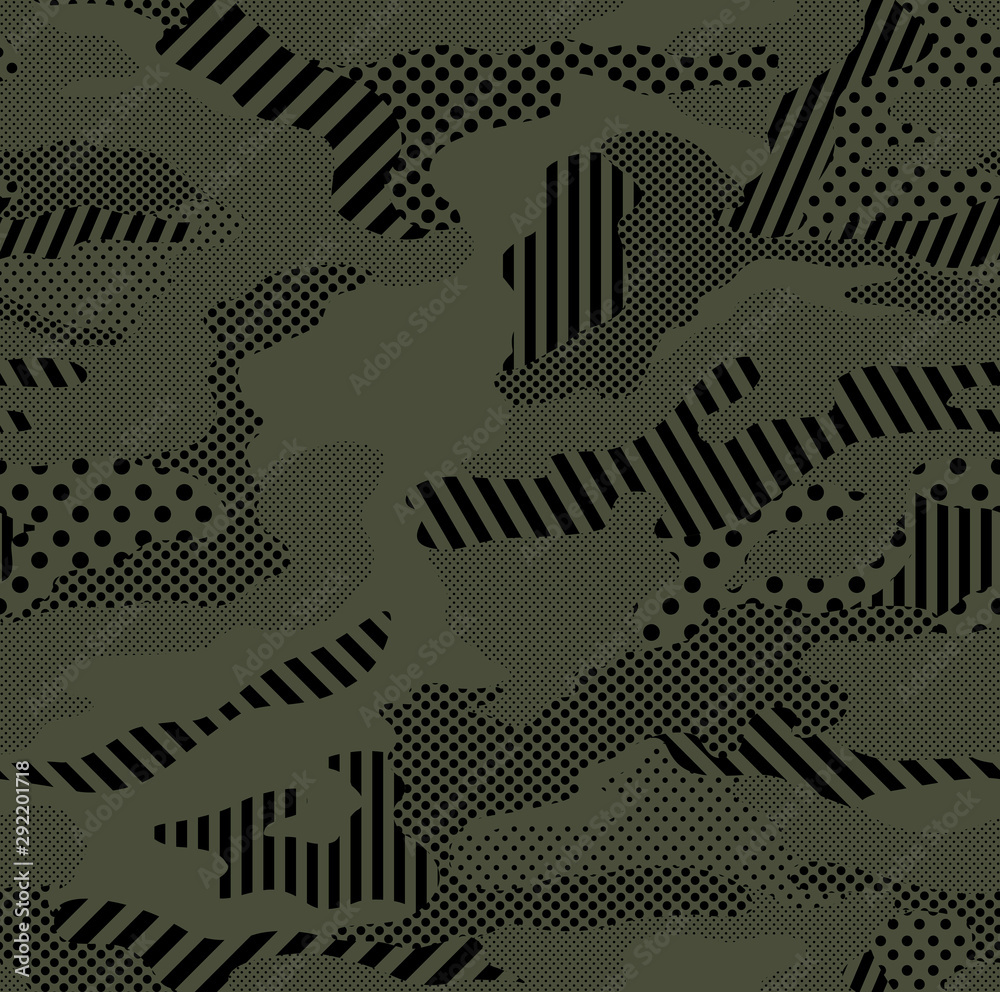 Optic camouflage pattern repeat in army green