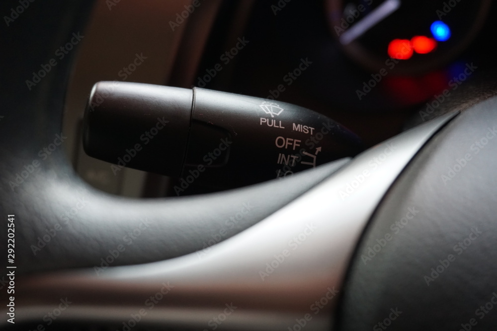  close-up of a signal knob in a car