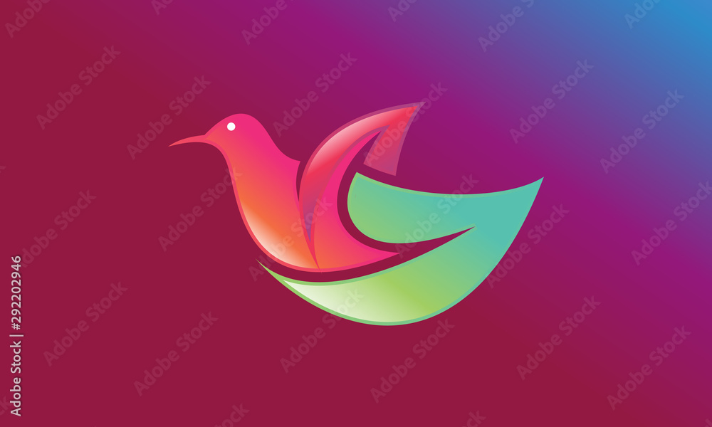 eco bird logo, wings leaf and bird vector
