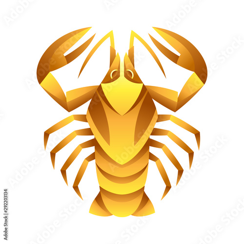 Cancer zodiac sign, golden horoscope symbol.