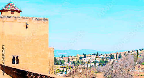 Nasrid monument of the Alhambra in a sunny day in the spanish city of Granada
