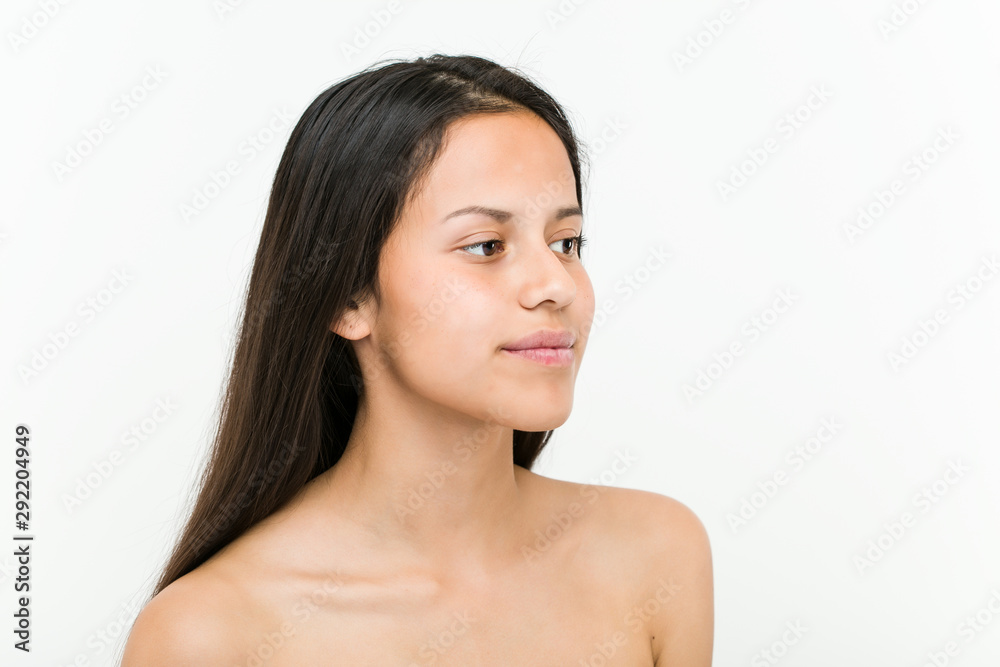 Close up of a beautiful and natural hispanic young woman Close up of a beautiful and natural hispanic young woman