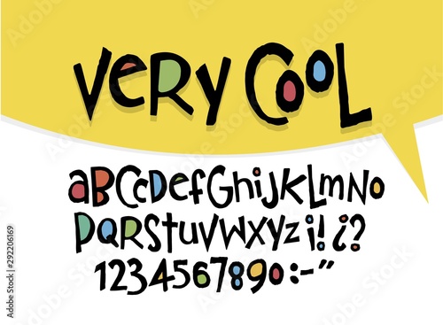 Hand drawn vector alphabet, font, isolated funy letters, big set