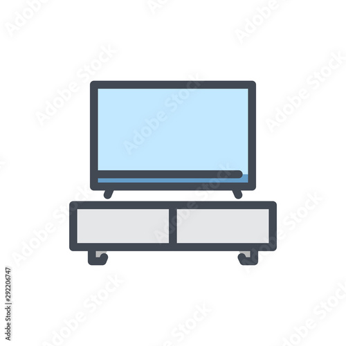 TV stand color line icon. Furniture vector outline colorful sign.