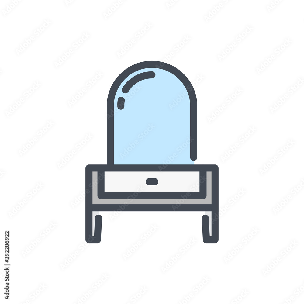 Dressing table color line icon. Furniture vector outline colorful sign.