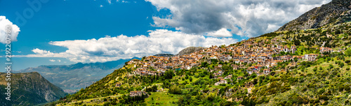 Pamoramic view of Arachova town in Greece