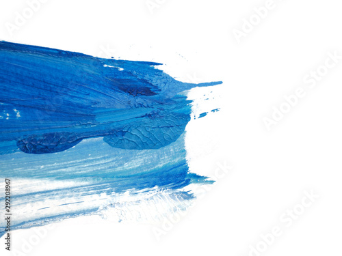 Blue and white acrylic painting texture on white paper background by using rorschach inkblot method.