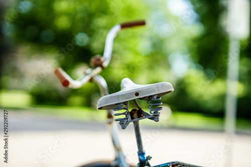 Parked old bicycles on the street