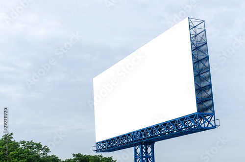 The large blank billboard with the sky, ready to use for new mockup advertisement, marketing street media and backgroud concept photo