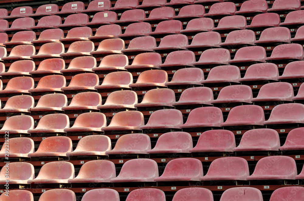 The sport seat grandstand in an empty stadium.