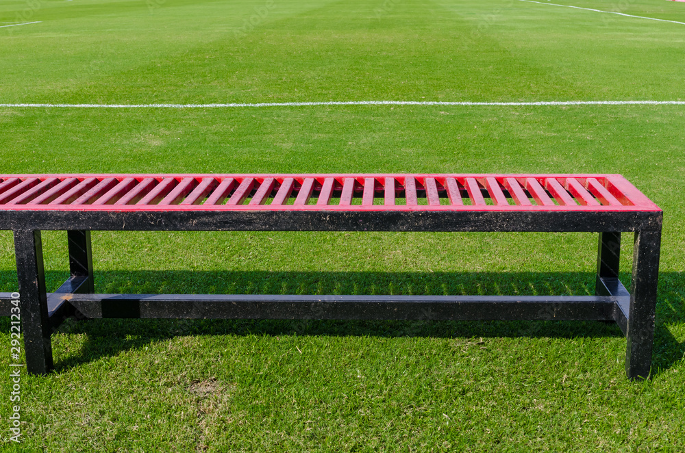 Reserve chair and staff coach bench in sport stadium Reserve chair and staff coach bench in sport stadium