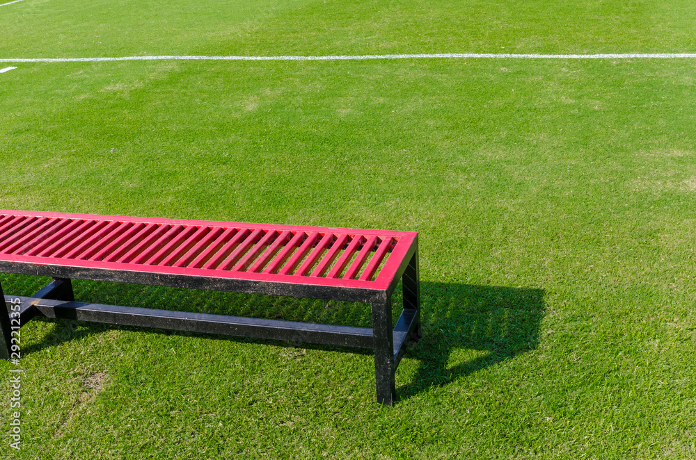 Reserve chair and staff coach bench in sport stadium Reserve chair and staff coach bench in sport stadium