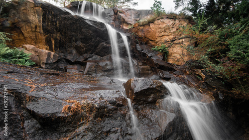 Long Exposure photo of a waterfall. Daytime in the autumn 