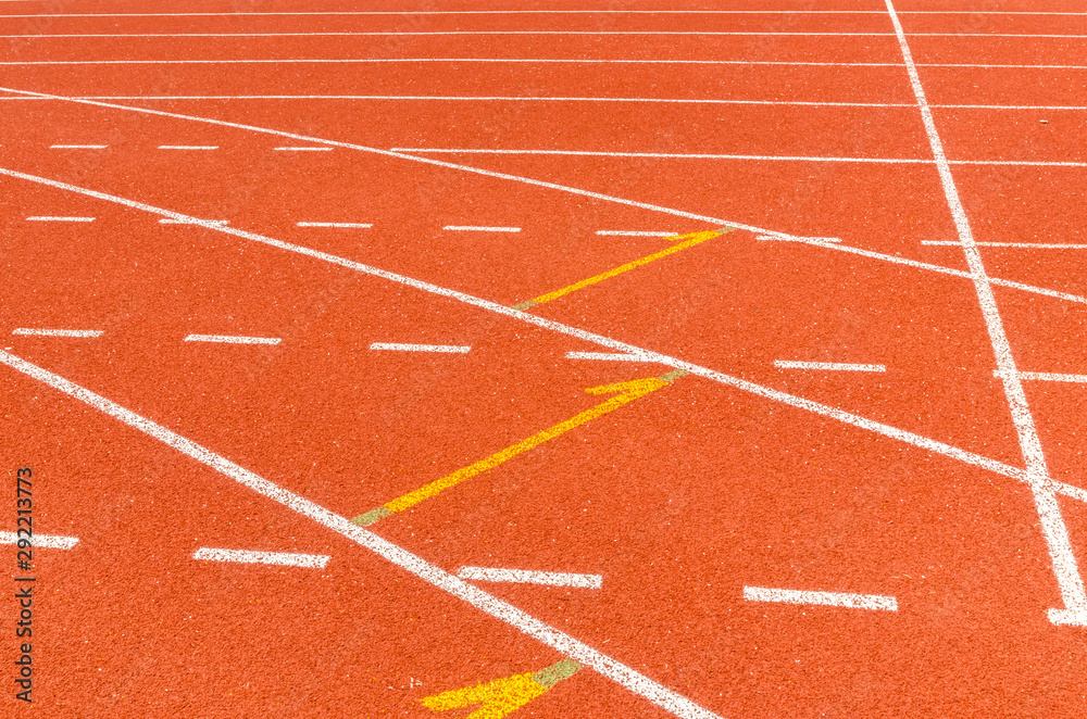 The running line track rubber lanes in sport stadium