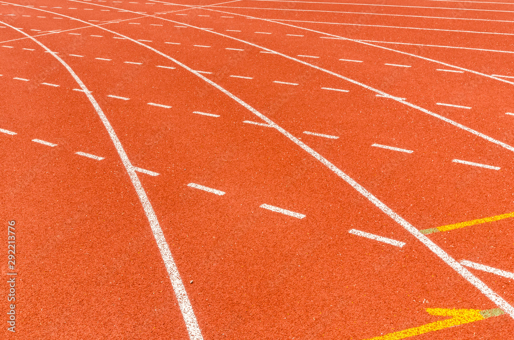 Fototapeta premium The running line track rubber lanes in sport stadium