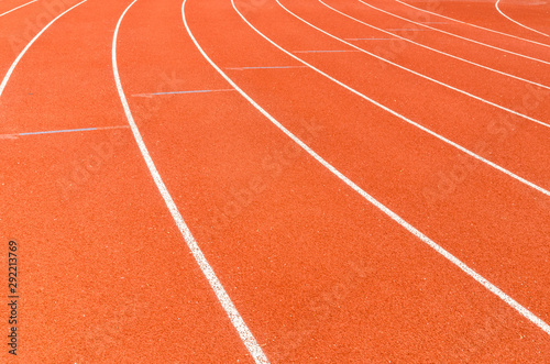 The running line track rubber lanes in sport stadium