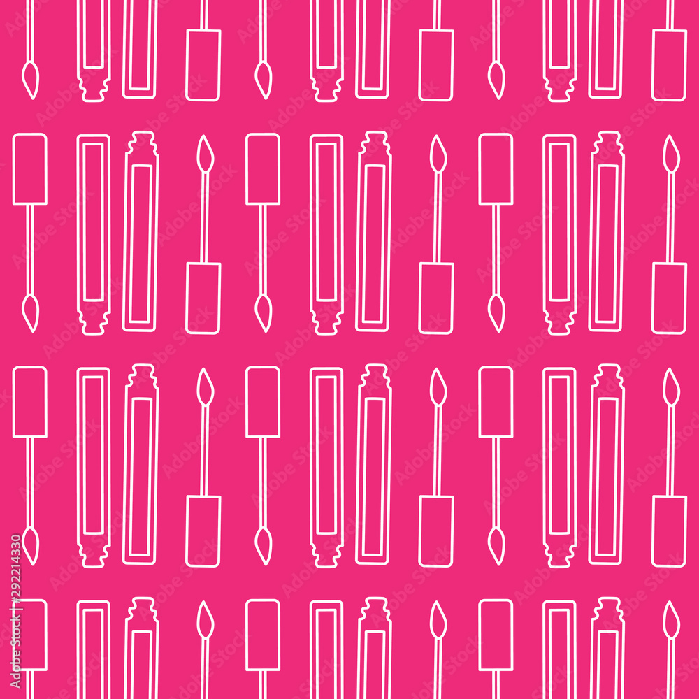 Lip gloss seamless pattern on pink background Lip gloss seamless pattern on pink background