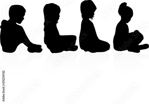 Black Children silhouettes. Vector work.