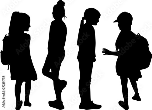 Children black silhouettes. Vector work.