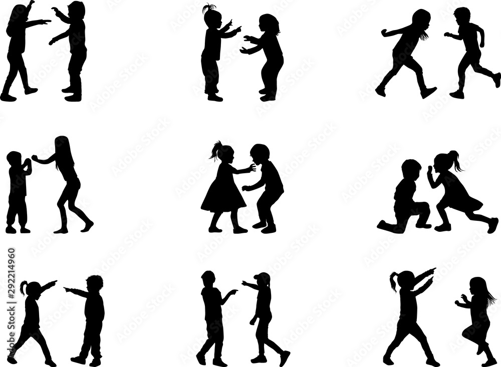Vector silhouette of children on white background. Vector silhouette of children on white background.