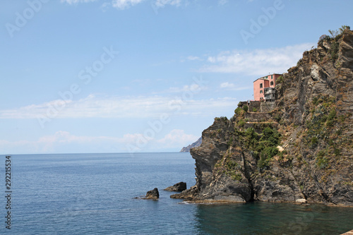 Italy. Cinque Terre. Riomaggiore. View from seaside