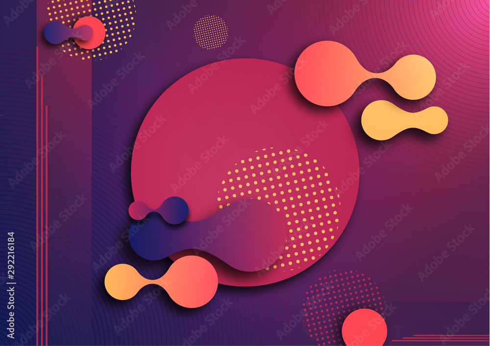 Colorful geometric background design. Liquid composition shapes with trendy gradients. Layout design for banner or poster, presentation.