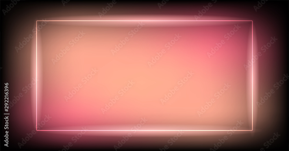 Neon sign.Rectangle glowing light banner with blank space. Electric rectangle frame on dark pink background.Neon right-angled background with flares and sparkles. Vintage vector illustration Neon sign.Rectangle glowing light banner with blank space. Electric rectangle frame on dark pink background.Neon right-angled background with flares and sparkles. Vintage vector illustration