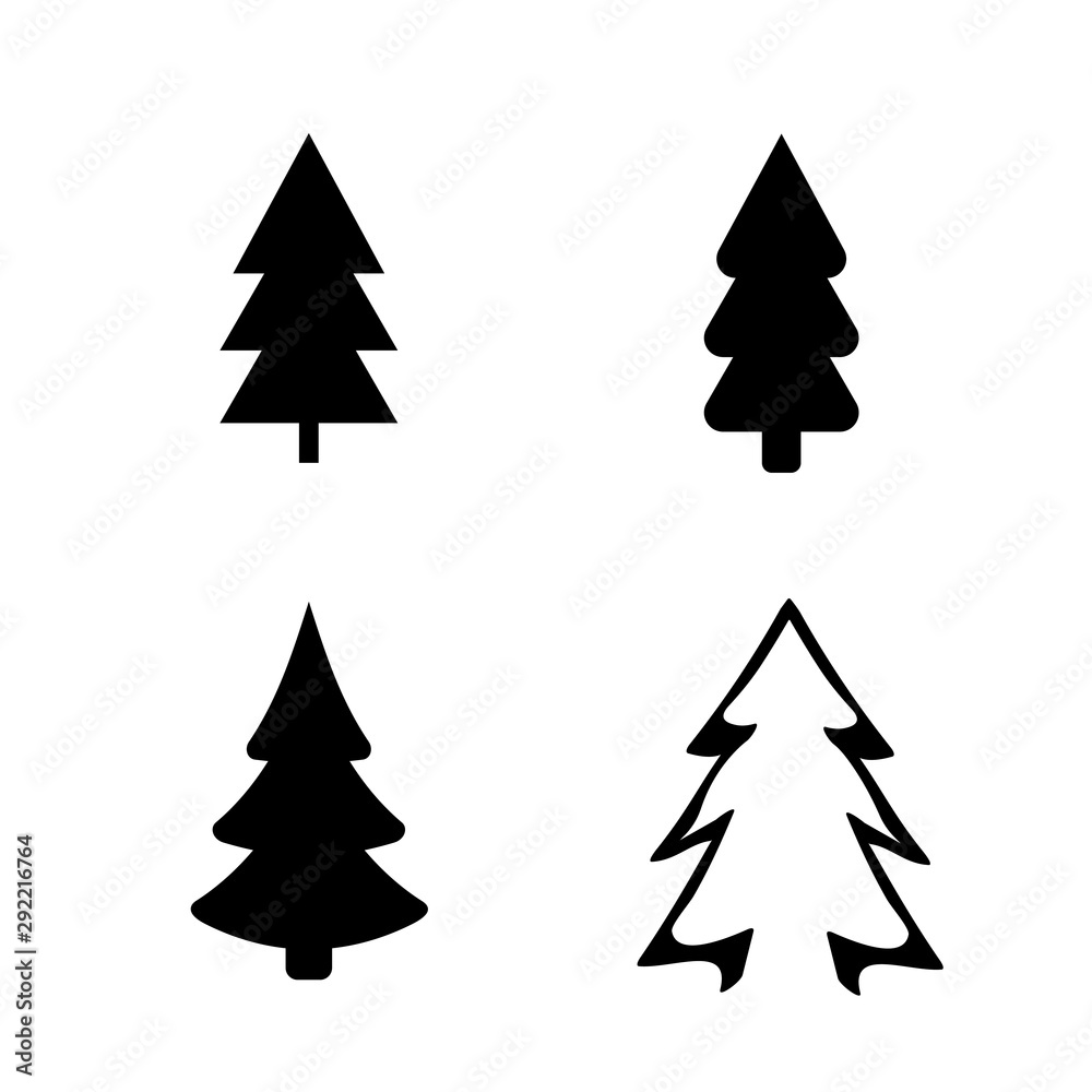 Obraz premium Set icons Christmas tree, Xmas fir symbols, graphic design template, app icons, vector illustration