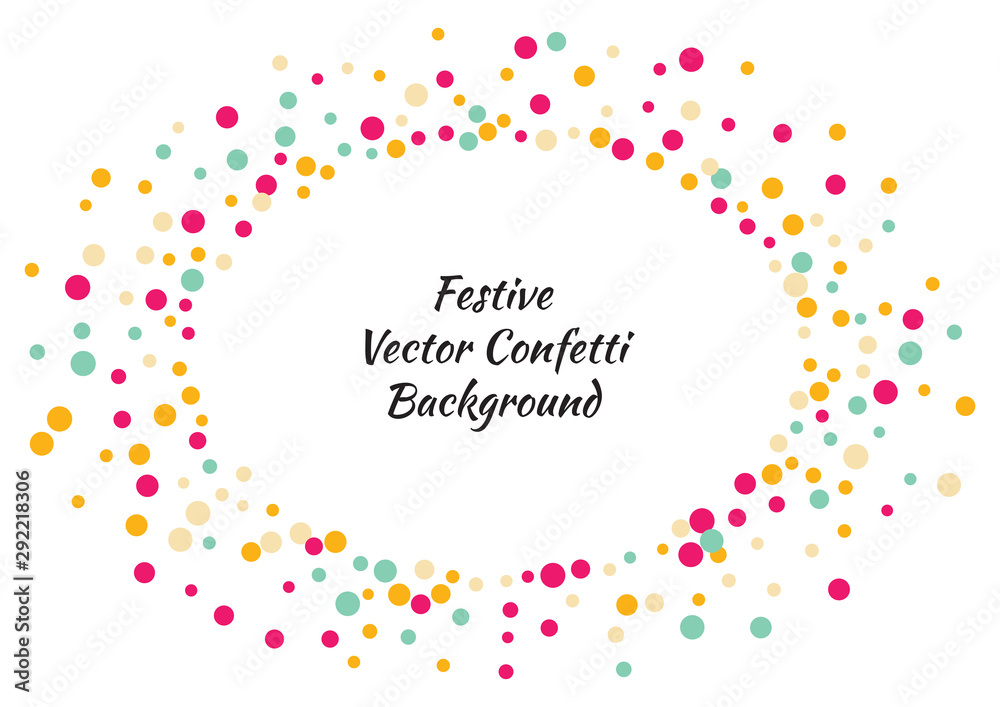 Festive color round confetti background. Abstract frame confetti texture for holiday, postcard, poster, website, carnivals, birthday and children's parties. Cover confetti mock-up. Wedding card layout Festive color round confetti background. Abstract frame confetti texture for holiday, postcard, poster, website, carnivals, birthday and children's parties. Cover confetti mock-up. Wedding card layout