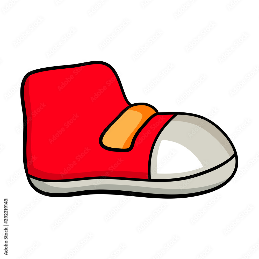 Shoe red cartoon boy boot isolated on white background Shoe red cartoon boy boot isolated on white background