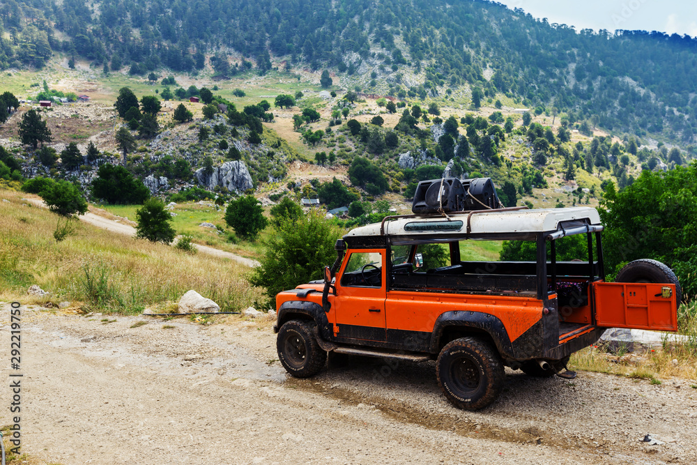 Excursion trip in the all-wheel drive vehicles on mountain roads, Kemer, Antalya, Turkey