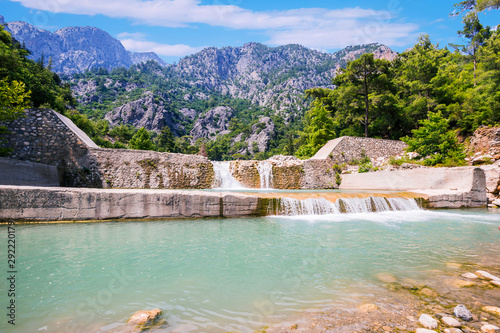 Beautiful waterfall in Gorge Kesme Bogaz, Kemer, Turkey photo
