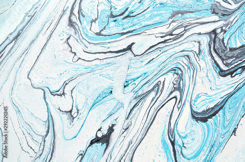 Blue marble abstract acrylic background. Marbling artwork texture. Liquid acrylic pattern