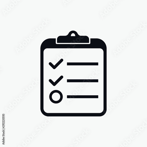 Clipboard, online survey, report, checklist, outline vector icon
