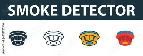 Smoke Detector icon set. Premium symbol in different styles from fire safety icons collection. Creative smoke detector icon filled, outline, colored and flat symbols