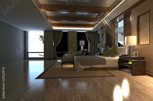 3d render of modern hotel suite