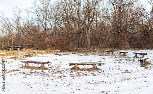 Nice winter scene with bench
