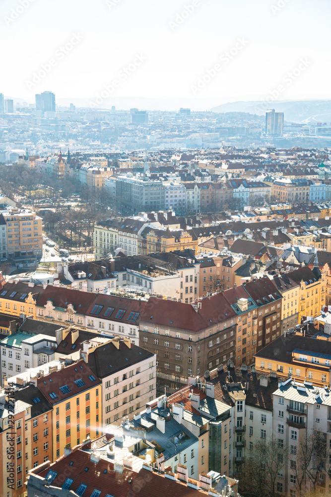 Cityscape panorama of residential houses in Prague