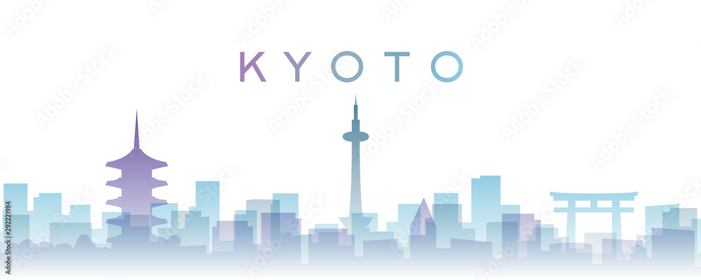 Naklejka premium Kioto przezroczyste warstwy Gradient punktów orientacyjnych Skyline