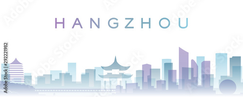 Hangzhou Transparent Layers Gradient Landmarks Skyline